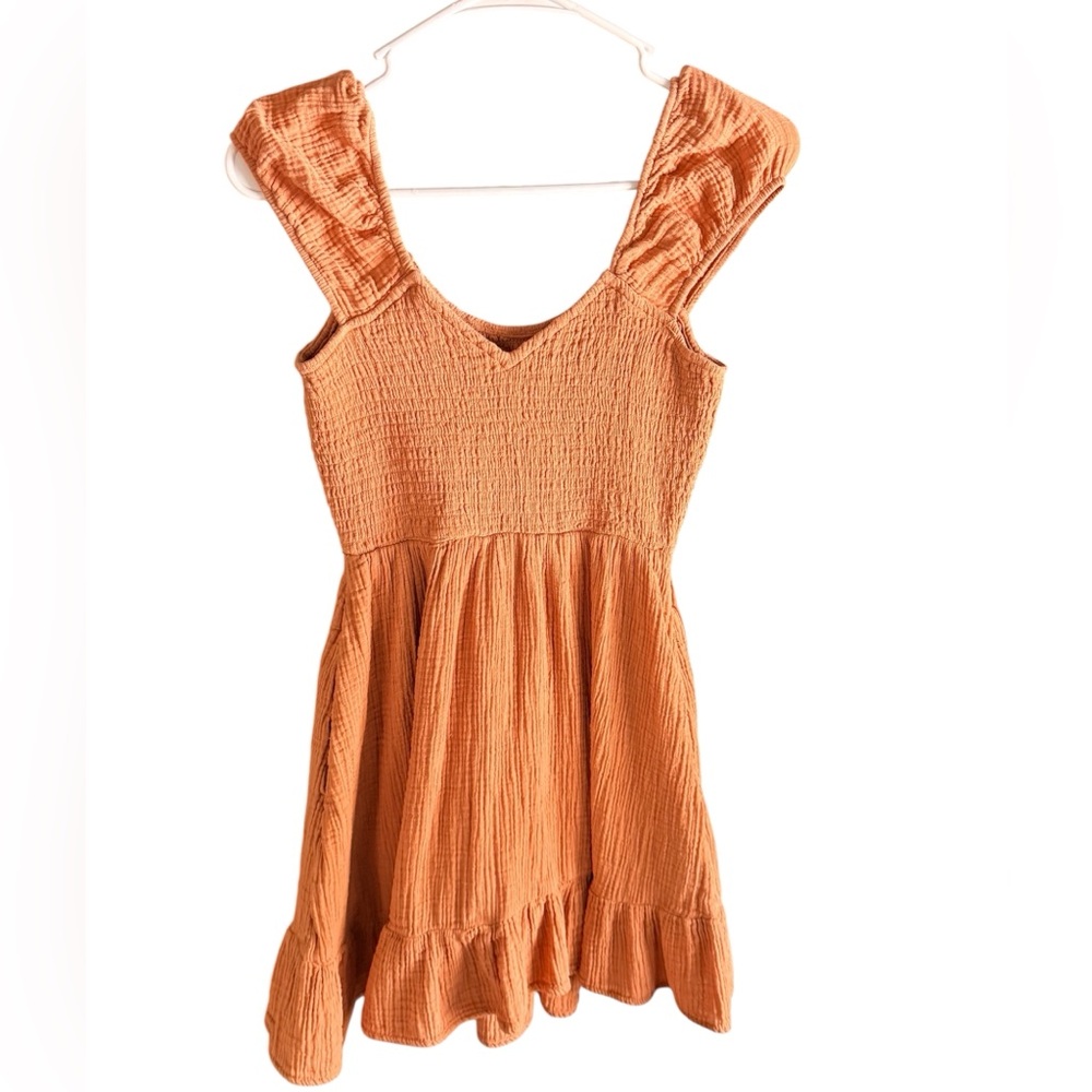 American Eagle Rust Sleeveless Smocked Dress